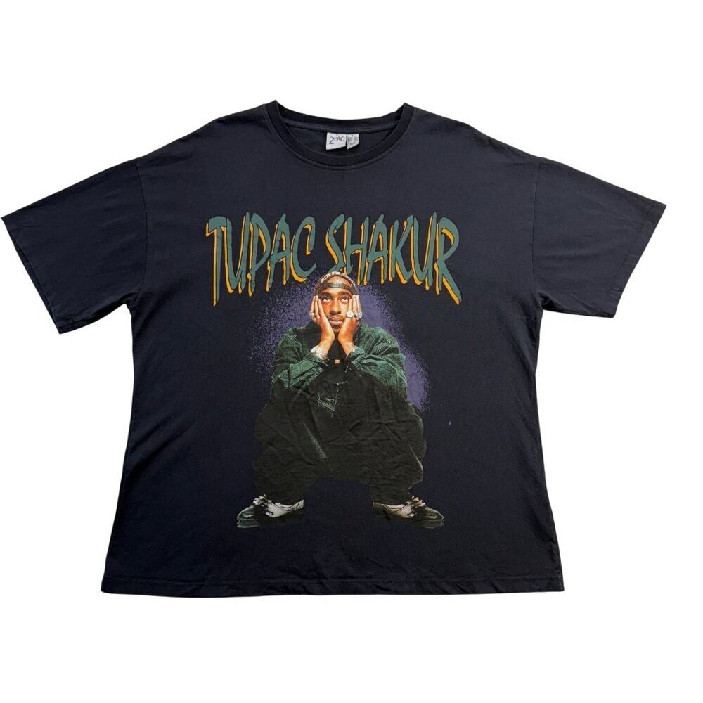 Tupac Shakur 2Pac Graphic T-Shirt‎ Streetwear Boyfriend Hip Hop Rap Womens M